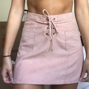 Pink suede skirt